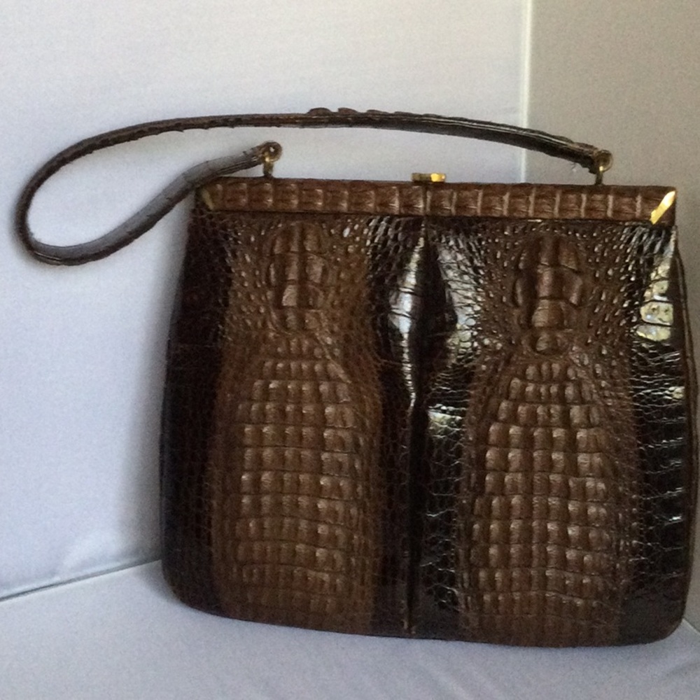 GORGEOUS VINTAGE CROCODILE LEATHER BAG - Picture 2 of 6